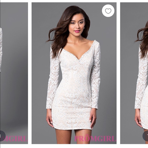 Jovani White Long Sleeve Dress